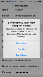 iPhone Serveridentität kann nicht überprüft werden