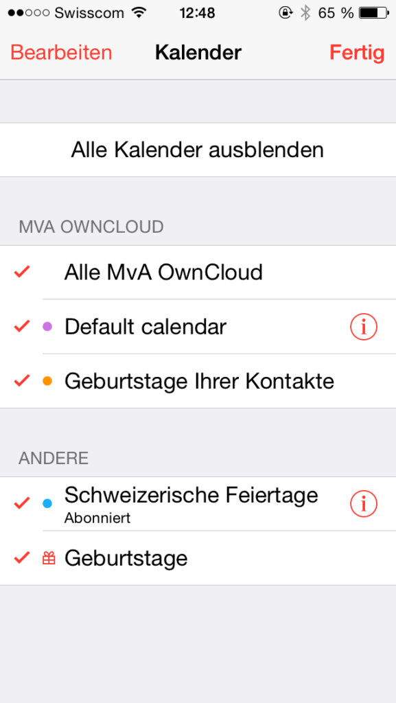 iPhone Kalender wählen