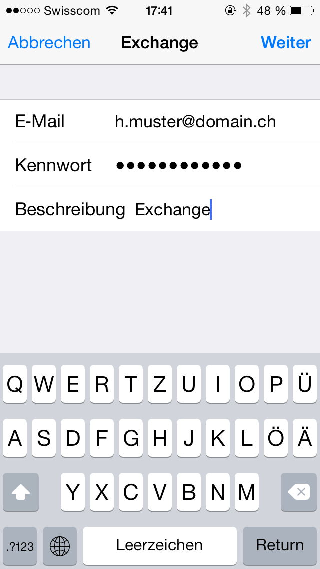 iOS Exchange 2013 Setup