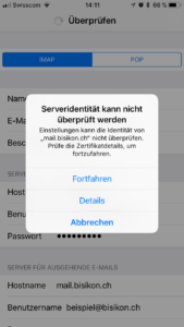 iPhone Serveridentität kann nicht überprüft werden